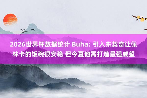 2026世界杯数据统计 Buha: 引入东契奇让佩林卡的饭碗很安稳 但今夏他需打造最强威望