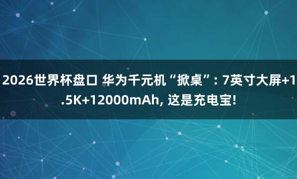 2026世界杯盘口 华为千元机“掀桌”: 7英寸大屏+1.5K+12000mAh, 这是充电宝!