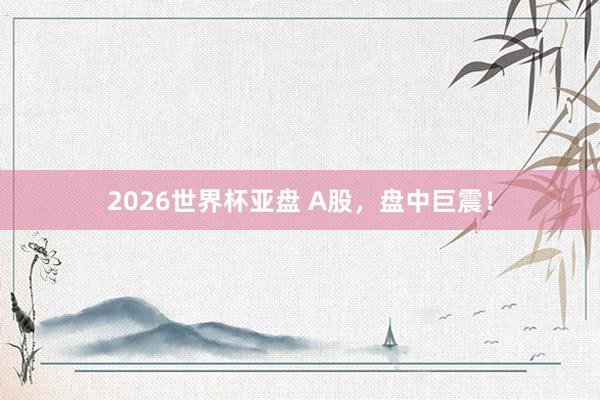 2026世界杯亚盘 A股,盘中巨震!