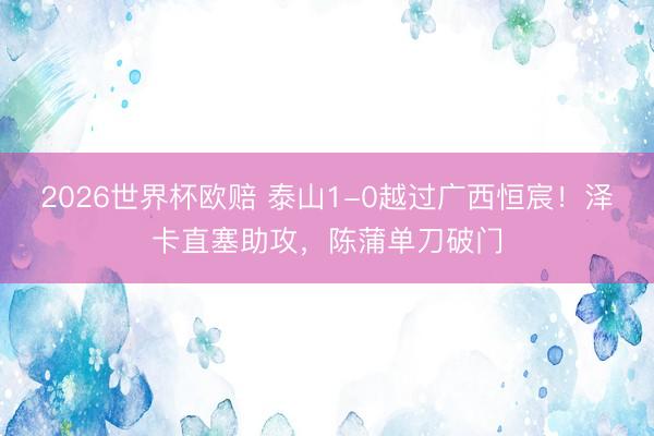 2026世界杯欧赔 泰山1-0越过广西恒宸！泽卡直塞助攻，陈蒲单刀破门